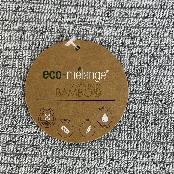 Eco Melange Bath Towels Rayon Bamboo Gray White with Fringe Cotton Set of 2 NEW - Picture 2 of 8